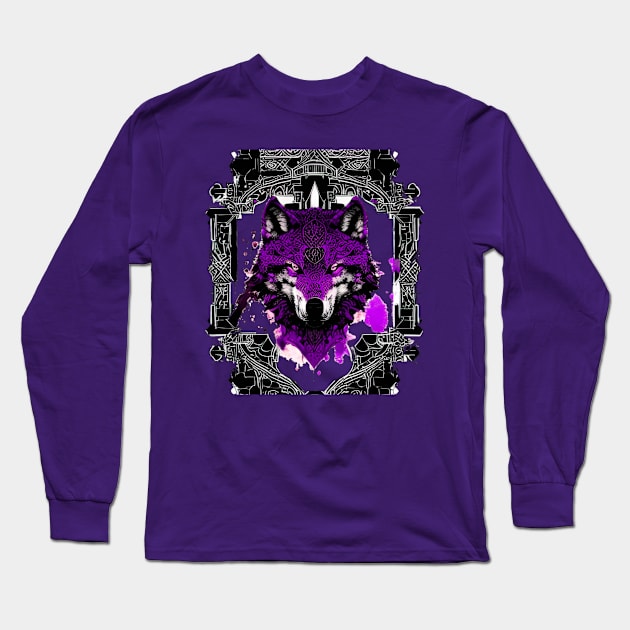 Wolf Purple Long Sleeve T-Shirt by TRF Clothing